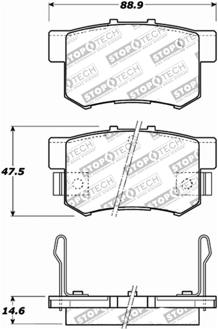 Stoptech Rear Brake Pads Performance Compatible with Honda S2000 00-09 Accord 92-07 Acura TSX 04-10 RSX 02-06 - OneFastShop