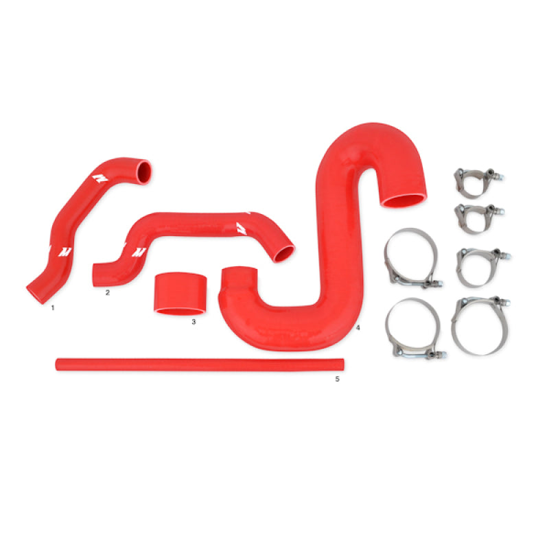 Mishimoto Top-Mount Intercooler Kit for Subaru 02-07 WRX/04-07 STi with Powder Coated Silver & Red Hoses
