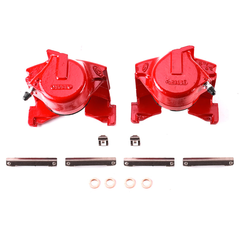 PowerStop Red Brake Calipers - Front, 86-93 Ford Bronco, Pair w/o Brackets
