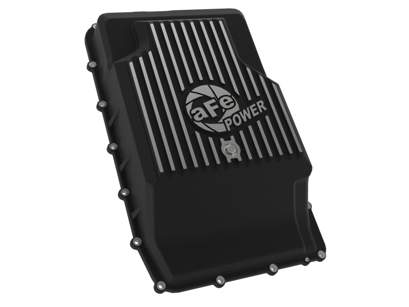 aFe Pro Series Rear Transmission Pan Black for 2017-2024 Ford F-150 10R60/10R80 with Machined Fins and Increased Fluid Capacity