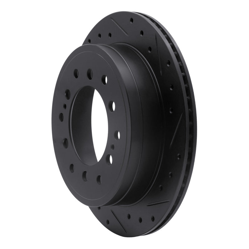 R1 10-24 Lexus GX460 Rear Right Drilled and Slotted Black Brake Rotor