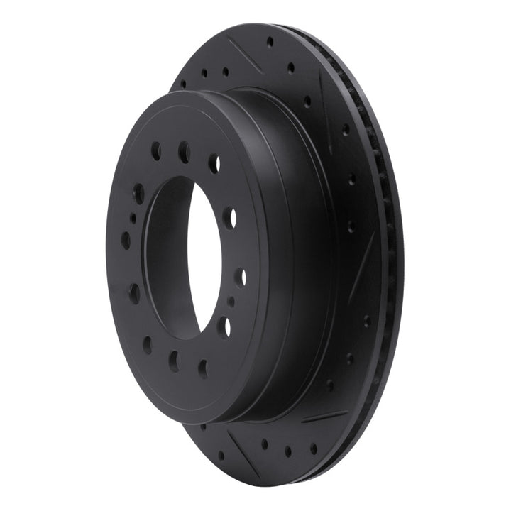 R1 10-24 Lexus GX460 Rear Right Drilled and Slotted Black Brake Rotor