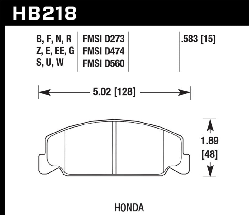 Hawk Performance HPS Brake Pads - Front Honda Civic, Accord, CRX (1984-2000)