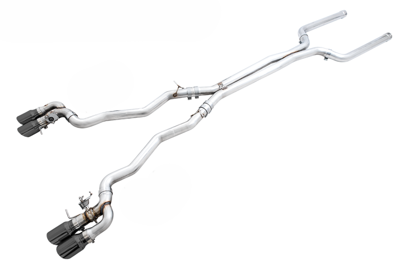 AWE Tuning 18-19 BMW F90 M5 SwitchPatch Cat-Back Exhaust- Black Diamond Tips.