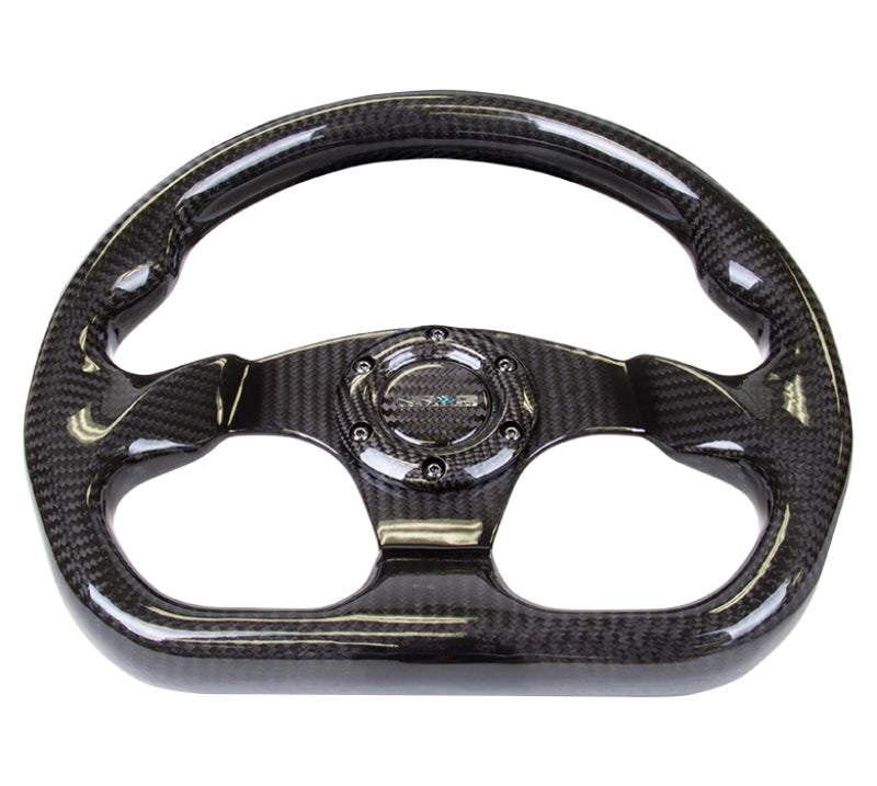 NRG Innovations Carbon Fiber Steering Wheel 320mm - Flat Bottom - Shiny Black, image 4