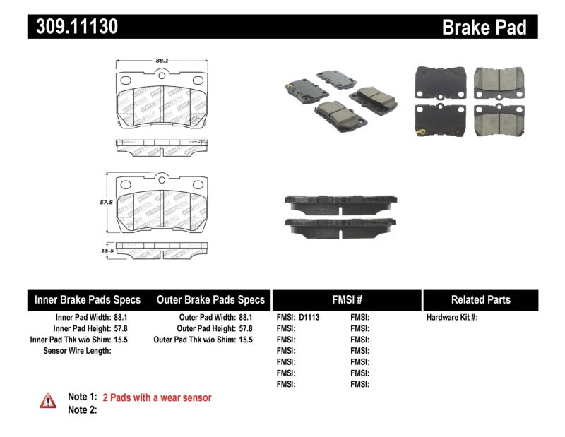StopTech Performance Rear Brake Pads for 06 Lexus GS300/430, 07-08 GS350, 06-08 IS250/350 - OneFastShop