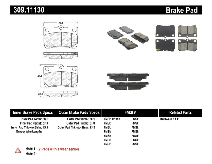 StopTech Performance Rear Brake Pads for 06 Lexus GS300/430, 07-08 GS350, 06-08 IS250/350 - OneFastShop