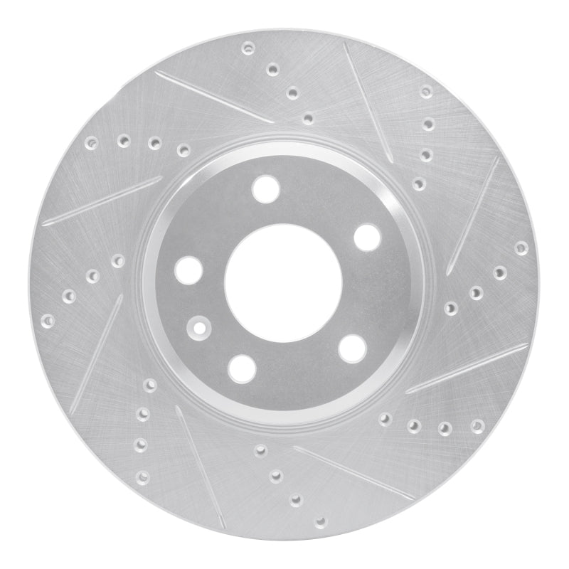 R1 Concepts eLine Silver Front Right Drilled & Slotted Brake Rotor - Audi A4 / A5 (B9) 2017-2025