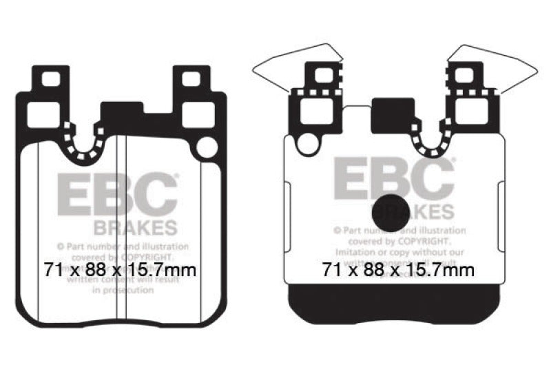 EBC Yellowstuff Rear Brake Pads for 2015-2018 BMW M3 3.0 Twin Turbo (F80) - OneFastShop