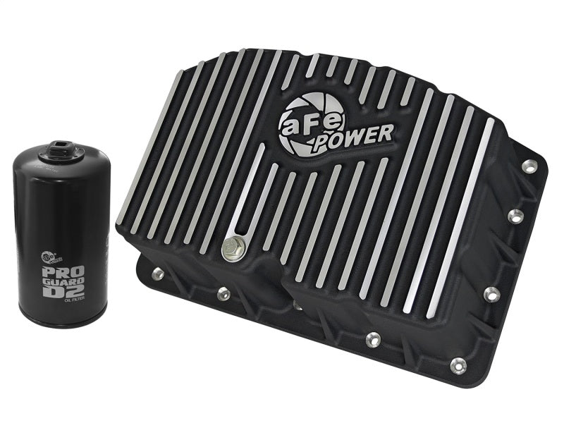 AFe Pro Series Engine Oil Pan Black with Machined Fins for 11-16 Ford Powerstroke V8-6.7L (TD)