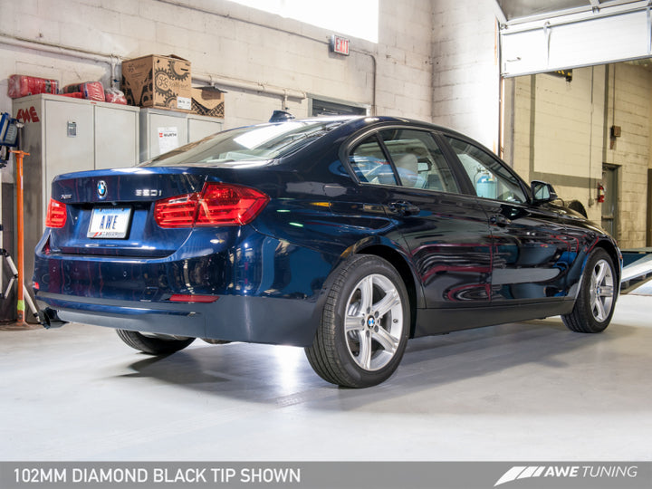 AWE Tuning 13-18 BMW 320i (F30) Touring Edition Exhaust w/ Perfomance Mid Pipe - Diamond Black Tips.