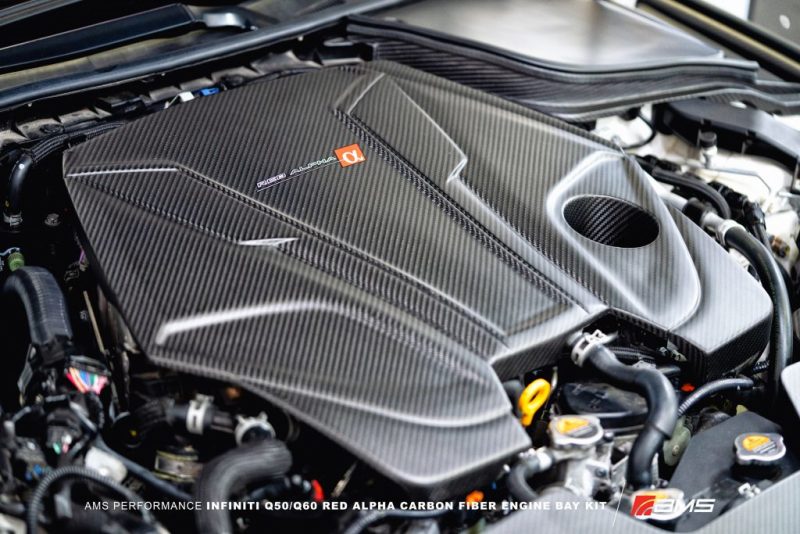 AMS Performance Alpha Matte Carbon Engine Cover for Infiniti Q50/Q60 3.0TT