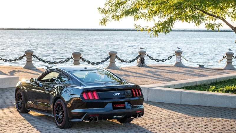 Corsa Cat Back Exhaust Black Quad Tips for 2015-2017 Ford Mustang GT 5.0