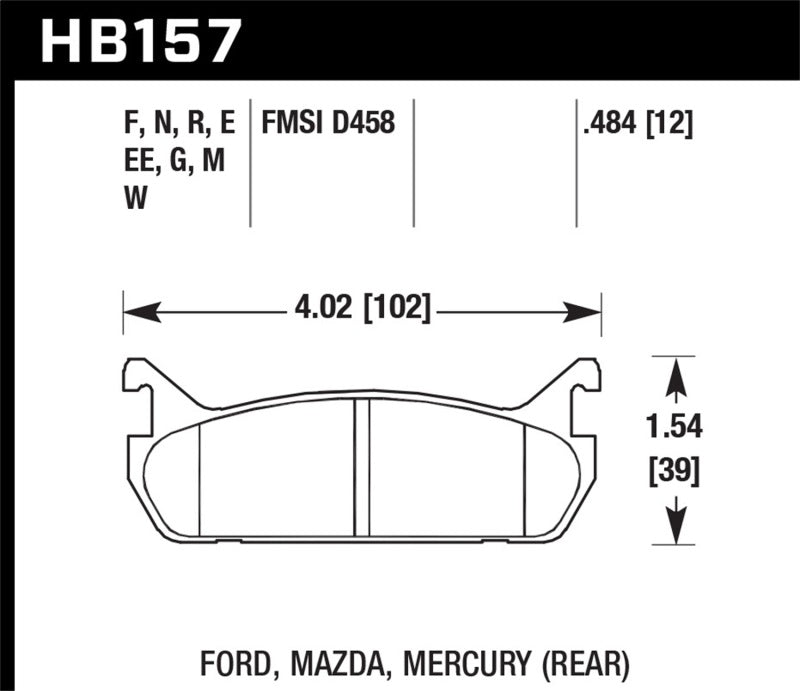 Hawk Performance HPS Brake Pads - Rear Mazda Miata, Protege, Mercury Tracer (1990-1996)