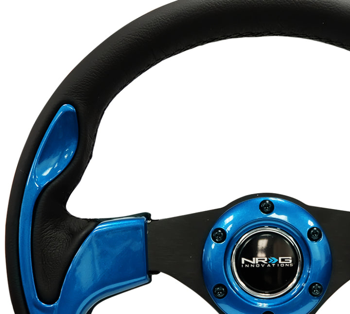 NRG Reinforced Steering Wheel 320mm Black with Blue Trim - OneFastShop