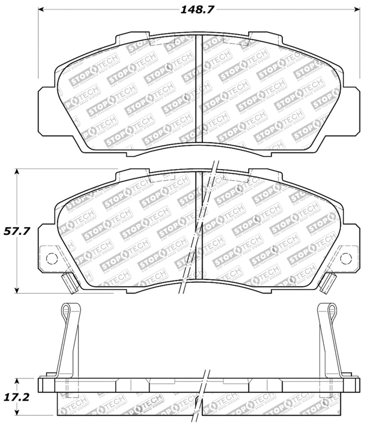 StopTech Performance Front Brake Pads for 97-99 Acura CL, 97-01 Integra Type R, 91-95 Legend, 91-05 NSX - OneFastShop