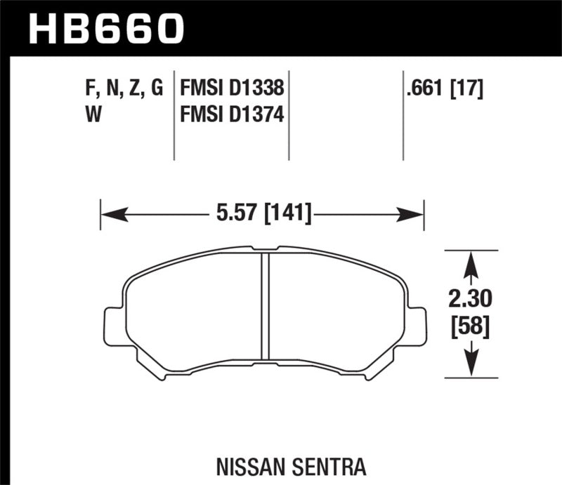 Hawk Performance HPS Street Brake Pads for 09-10 Nissan Maxima, 08-10 Rogue, 07-09 Sentra SE-R, 10 Sentra SE-R M/T - OneFastShop