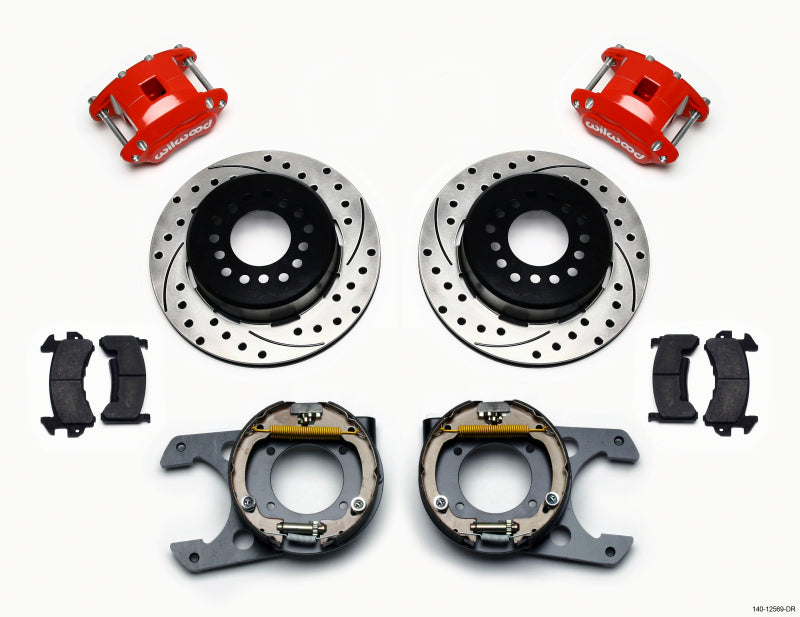Wilwood D154 P/S P-B Kit Drilled Red 5-Lug 2.42 Offset For Chevy C-10 - OneFastShop