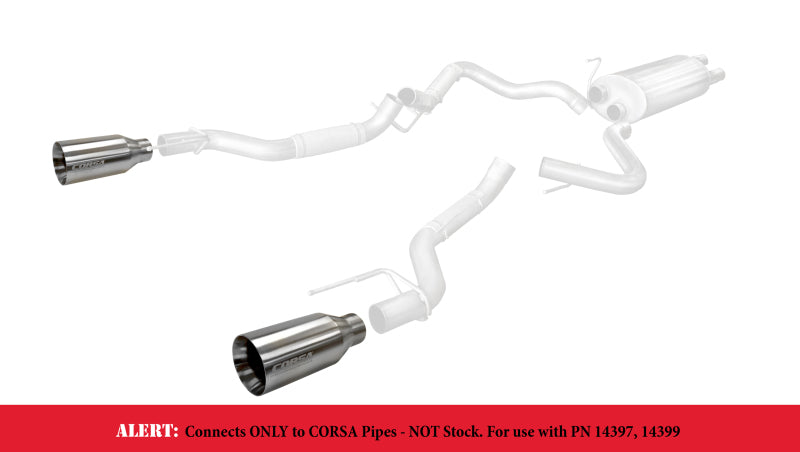 Corsa Satin Polished Tip Kit for 2017-2020 Ford F-150 Raptor (3in Inlet / 5in Outlet)