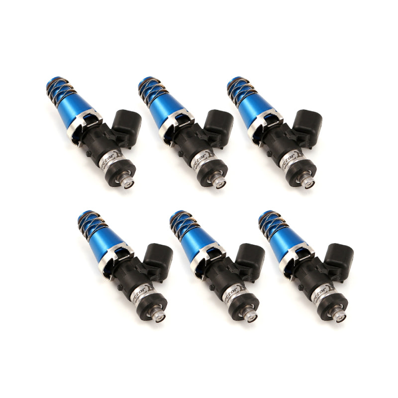 Injector Dynamics ID1050-XDS Fuel Injectors - 60mm, 11mm Blue Top Adapter, Denso Lower Cushion - Set of 6
