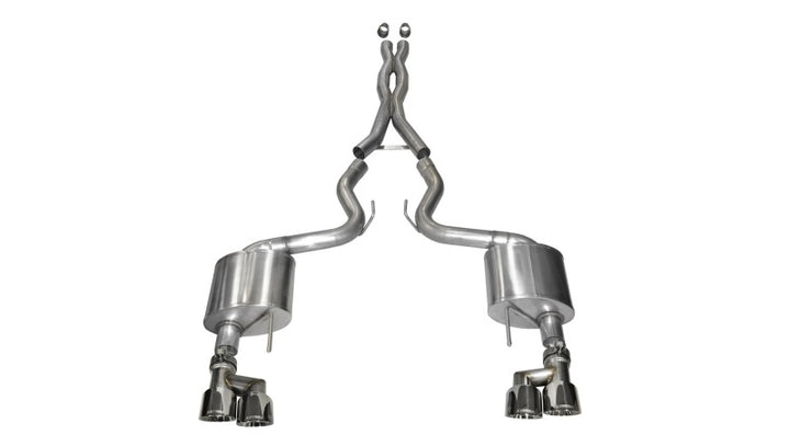 Corsa 3in Cat Back Exhaust with Polish Quad Tips for 2015-2017 Ford Mustang GT 5.0