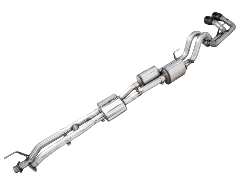 AWE 16-22 Toyota Tacoma 0FG Catback Exhaust w/ BashGuard - Dual Diamond Black Tips.