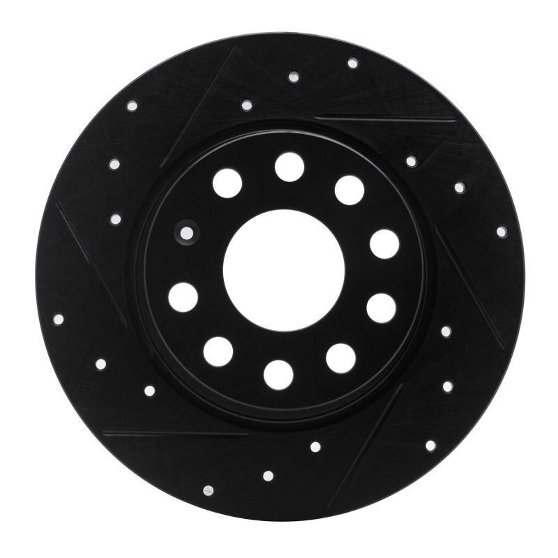 R1 Concepts eLINE Black Series Rear Left Drilled and Slotted Brake Rotor - Audi A3 2010-2025