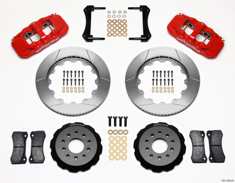 Wilwood AERO6 Front Hat Kit 14.00 Red for 2005-2014 Ford Mustang - OneFastShop