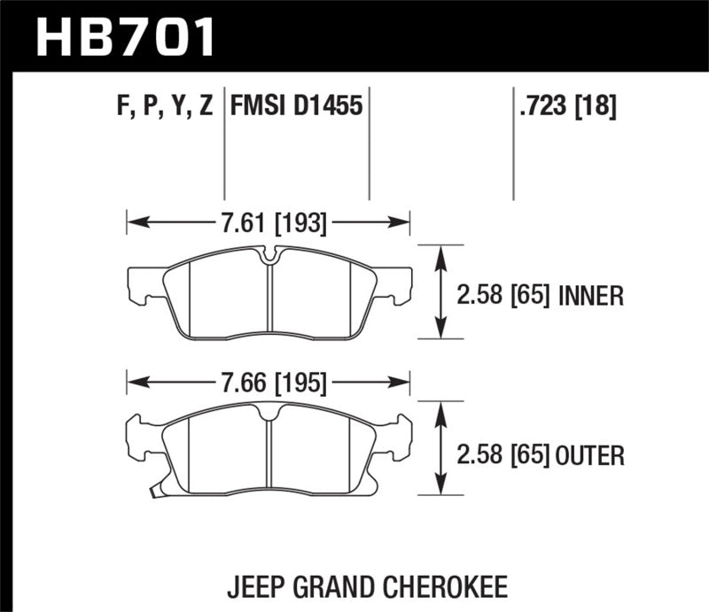 Hawk Performance Ceramic Brake Pads - Front Dodge Durango, Jeep Grand Cherokee, Mercedes GL450 (2011-2016)