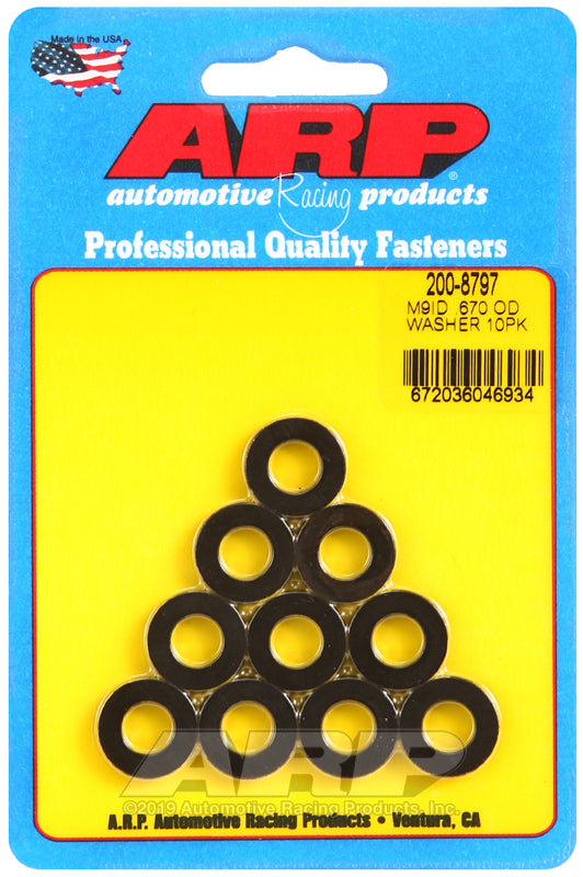 ARP M9 ID 0.670 OD Chamfer Black Washers (10 Pack) - OneFastShop