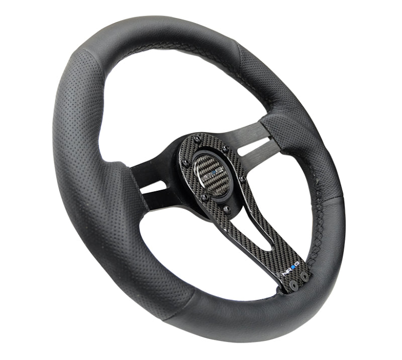 NRG Reinforced Steering Wheel with Carbon Center Spoke - 320mm