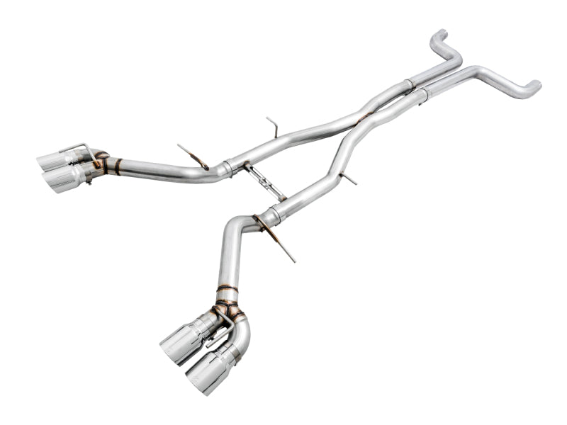 AWE Track Edition Non-Resonated Cat-Back Exhaust - Chevrolet Camaro 2016-2024 - Quad Chrome Silver Tips