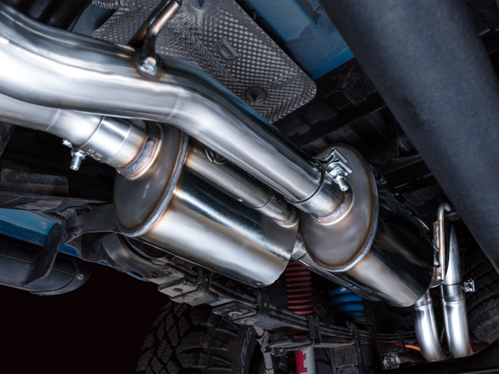 AWE 16-22 Toyota Tacoma 0FG Catback Exhaust w/ BashGuard - Dual Diamond Black Tips.