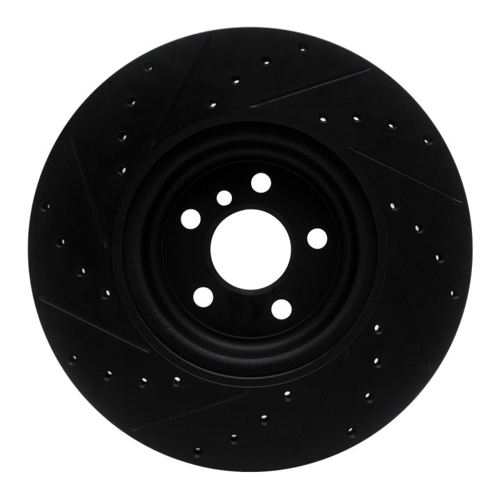 R1 16-25 BMW 330e Rear Right Drilled & Slotted Black Brake Rotor