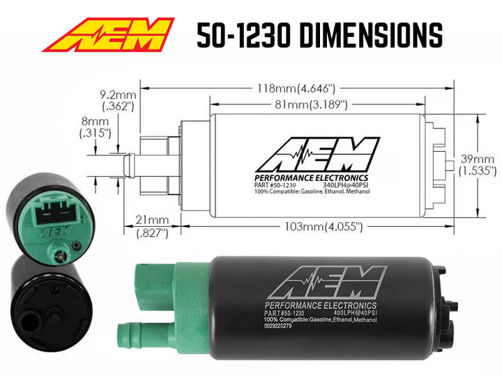 AEM 400 LPH High Flow In-Tank Fuel Pump Kit - Double Barb - Ethanol Compatible - OneFastShop