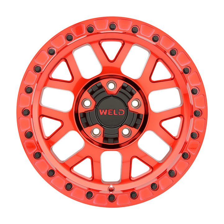 Weld Off-Road W905 17X10 Cinch Beadlock Wheel 5X127 5X139.7 ET-24 BS4.50 Candy Red Red Ring (87.1) - OneFastShop
