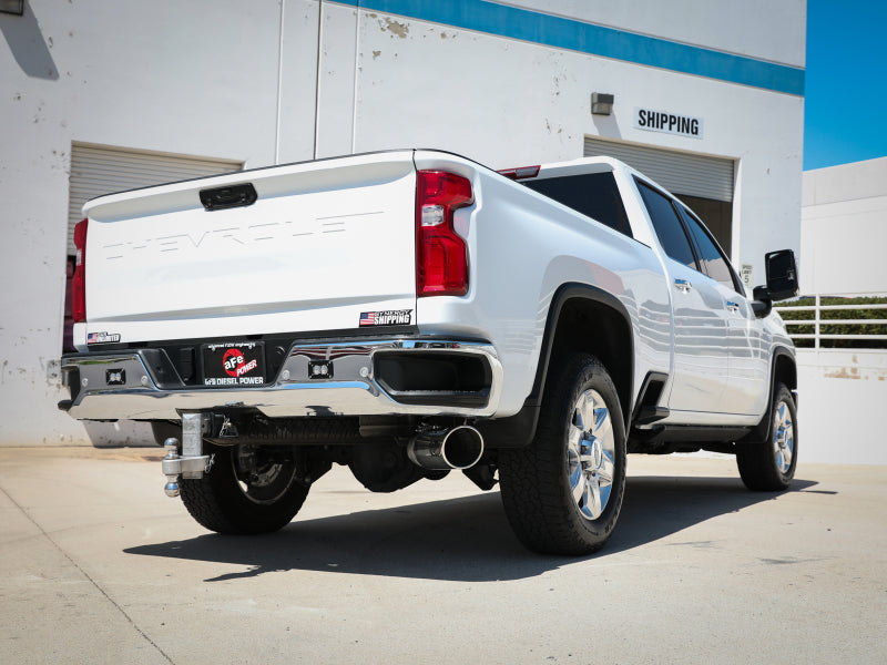 aFe Large Bore-HD 5 IN 409 SS DPF-Back Exhaust System with Polished Tip for 2020-2024 GM Truck V8 6.6L Silverado Sierra