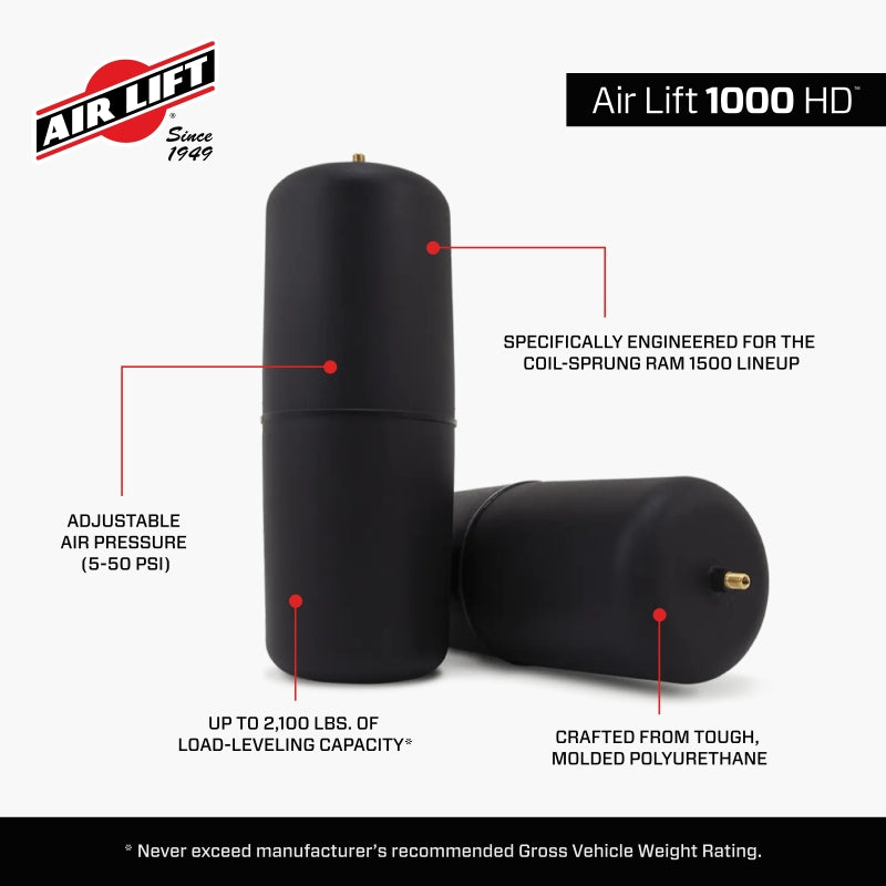 Air Lift 1000HD Rear Air Spring Kit for Dodge Ram 1500 (09-18) - OneFastShop