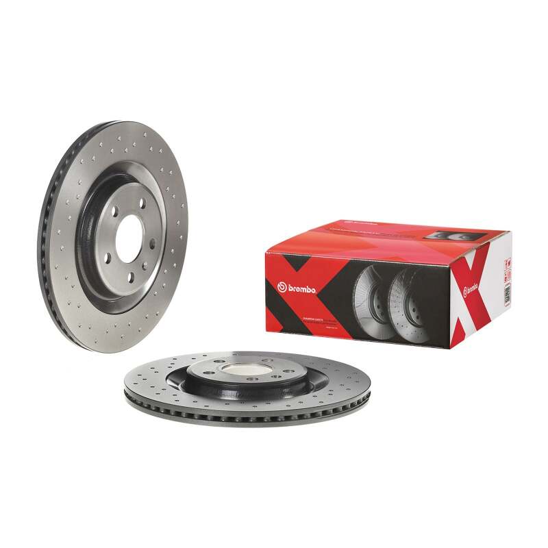 Brembo Xtra Cross-Drilled Rear Brake Disc 330x22mm Audi A4-A8 Q5 Q7 Macan - High Carbon