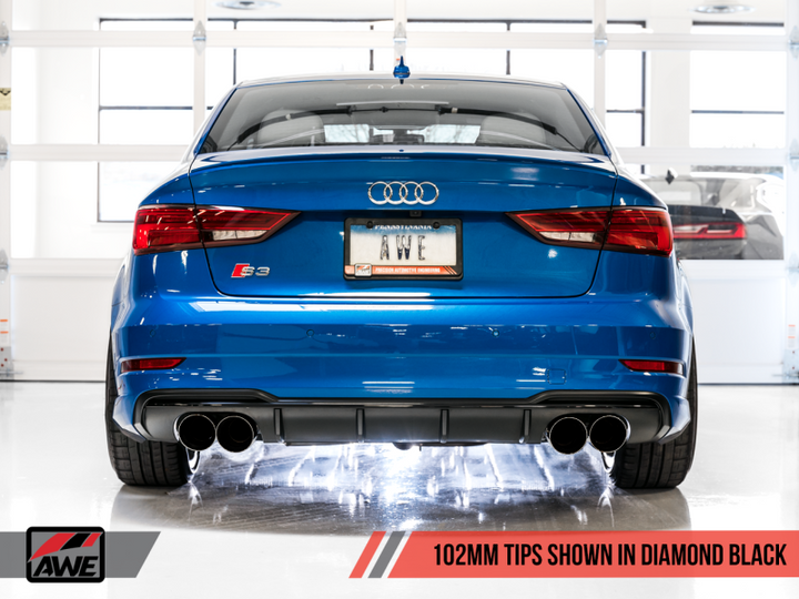 AWE Tuning Audi 8V S3 Track Edition Exhaust w/Diamond Black Tips 102mm.