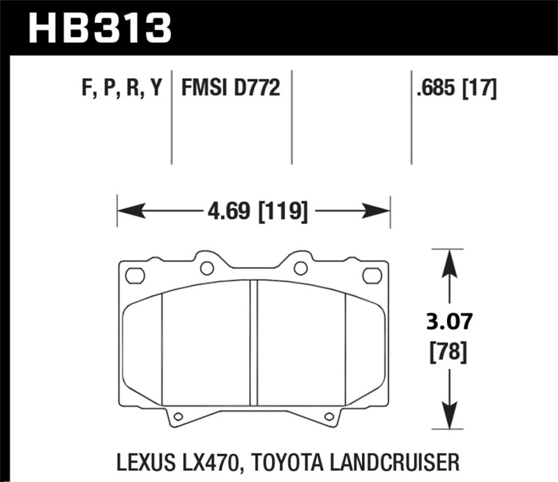 Hawk LTS Street Brake Pads High Performance for Lexus LX470 1998-2007 and Toyota Land Cruiser 1998-2007 - OneFastShop