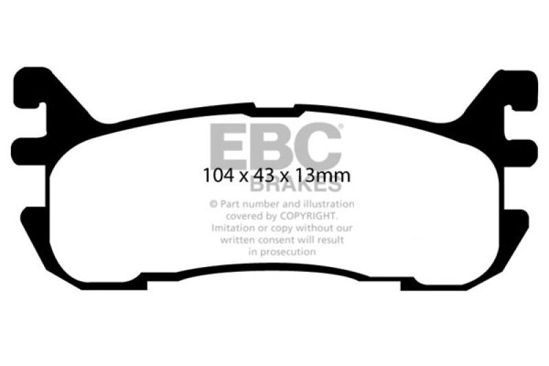 EBC Yellowstuff Rear Brake Pads - Ford Escort, Mazda Miata, Mercury Tracer 1994-2005