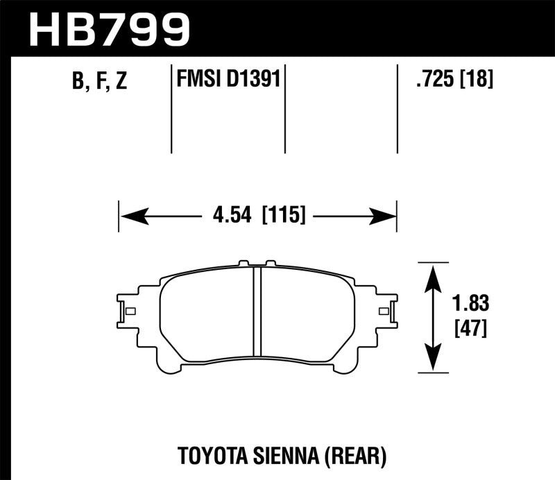 Hawk Performance Ceramic Brake Pads - Rear Toyota Highlander, Sienna, Lexus RX350 (2010-2019)