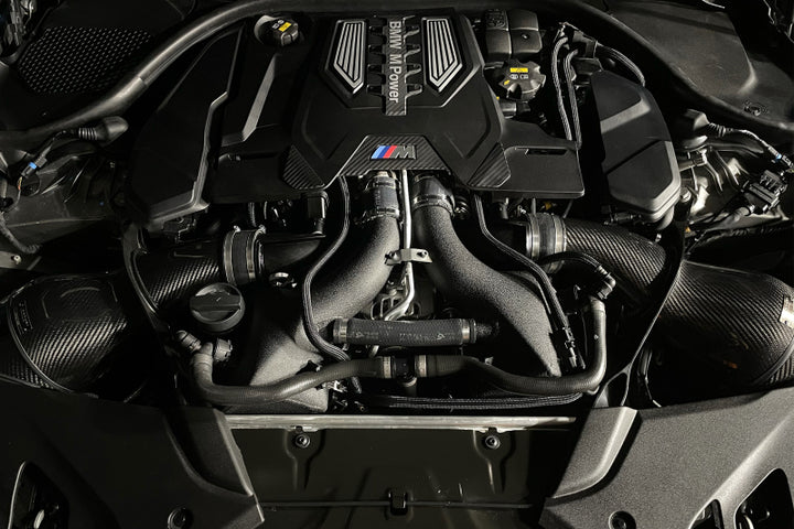CSF Twin Charge-Air Cooler Set - BMW M5 F90 / M8 F91 / F92 / F93 S63 2018-2025 - Crinkle Black, view 3