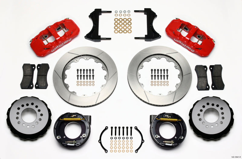 Wilwood AERO4 Rear P-Brake Kit 14.00in Red for Chevy C-10 1975-1986 2.42 Offset 5-lug - OneFastShop
