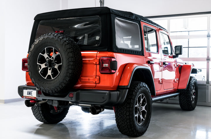 AWE Tuning Tread Edition Axle-Back Exhaust - Diamond Black Tips for 2018+ Jeep Wrangler JL/JLU - OneFastShop