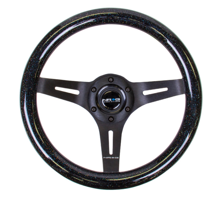 Nrg Classic Wood Grain Steering Wheel 310mm Black Sparkle with Black 3-Spoke Center - OneFastShop