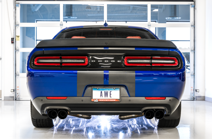 AWE Tuning Track Edition Exhaust - Quad Diamond Black Tips for 2015+ Dodge Challenger 6.4L/6.2L SC