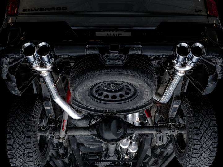 AWE Tuning 0FG Catback Exhaust System - 4th Gen GM 1500 6.2L - Quad Chrome Tips