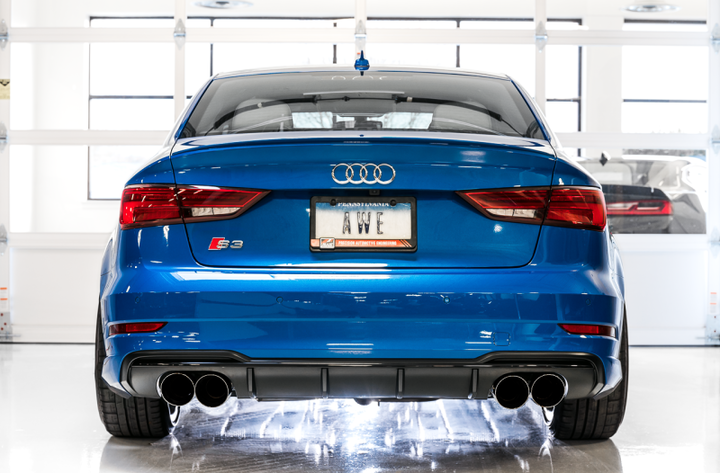 AWE Tuning Audi 8V S3 SwitchPath Exhaust w/Diamond Black Tips 102mm.